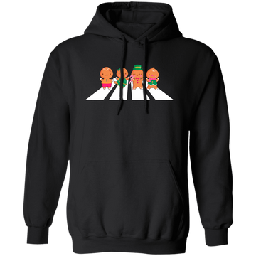 Gingerbread Walking, Love Christmas, Road Crossing Christmas Pullover Hoodie