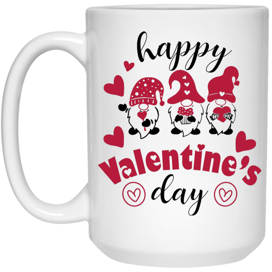 Happy Valentine's Day, Valentine Gnome, Cute Gnome, Valentine's Day, Trendy Valentine White Mug