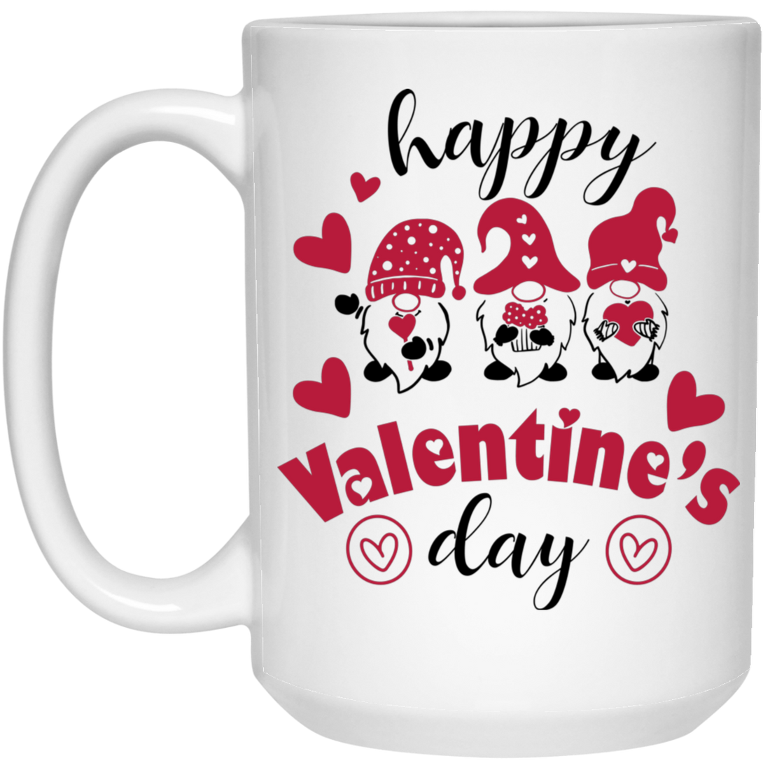Happy Valentine's Day, Valentine Gnome, Cute Gnome, Valentine's Day, Trendy Valentine White Mug
