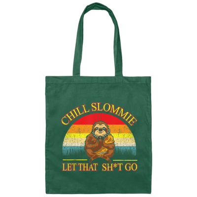 Funny Sloth, Sloth Buddha, Zen Meditation, Retro Chill Slommie Gift, Best Sloth Canvas Tote Bag