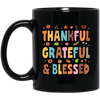 Groovy Thankful, Groovy Grateful, Blessed, Thanksgiving Black Mug