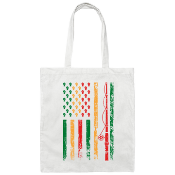 Fishing Rod, American Flag, Black Juneteenth, American Sport, Black History Canvas Tote Bag