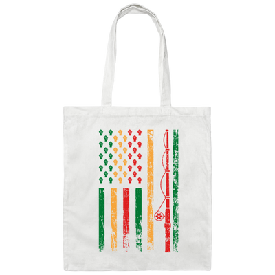 Fishing Rod, American Flag, Black Juneteenth, American Sport, Black History Canvas Tote Bag