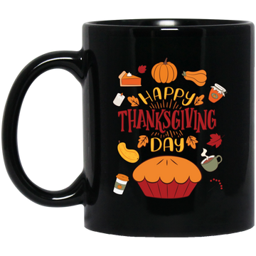 Happy Thanksgiving_s Day, Thanksgiving Iconic Black Mug