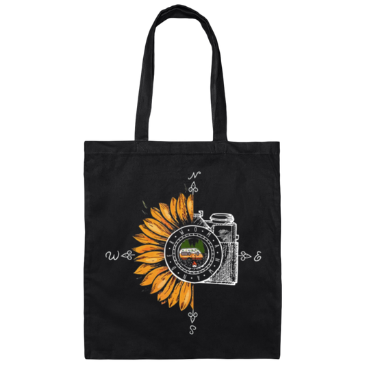 Camping Photography, Camera Sunflower, Love Sunflower, Love Camping Canvas Tote Bag