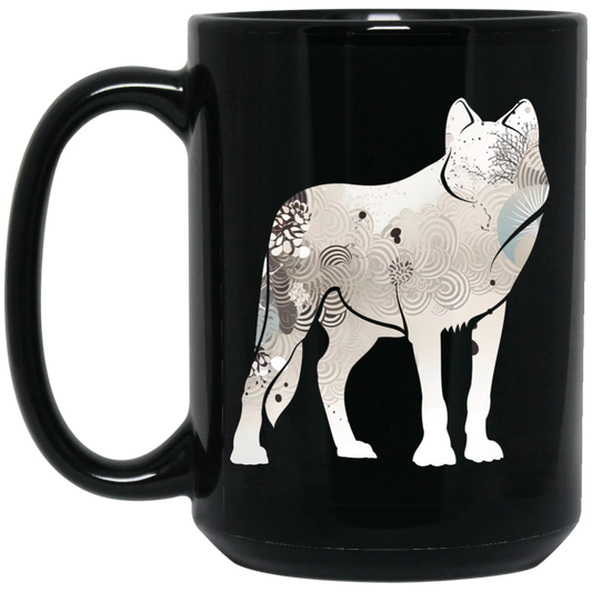 Fox Silhouette, Show Fox, Fox In Abstract, Animal Silhouette Black Mug