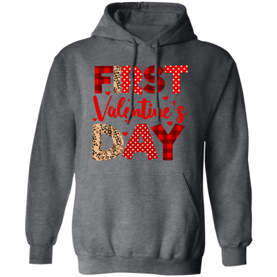 First Valentine's Day, Cute Valentine, Heart Pattern Pullover Hoodie