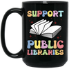 Support Public Libraries, Love Read, Groovy Bookworm Black Mug