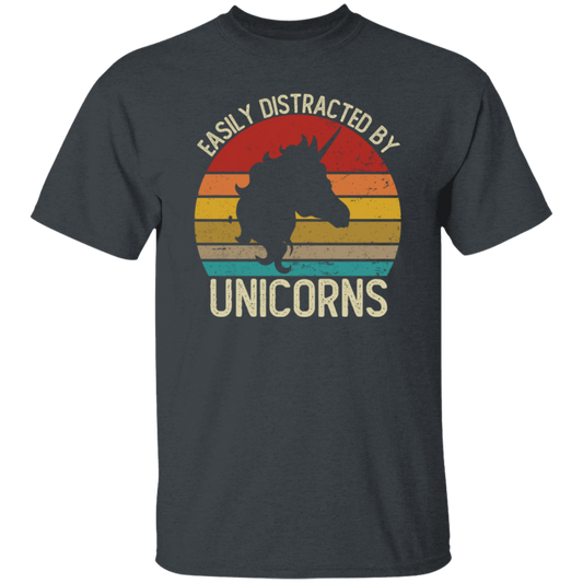 Easily Distracted, By Unicorns, Vintage Unicorns Unisex T-Shirt
