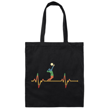 Retro Cool Heartbeat Volleyball Player Gift Canvas Tote Bag