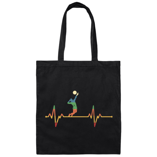 Retro Cool Heartbeat Volleyball Player Gift Canvas Tote Bag