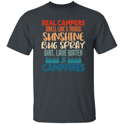 Campers Gift, Real Campers, Smell Like 5 Things, Retro Camping Quote Unisex T-Shirt