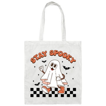Stay Spooky, Happy Halloween, Cute Boo, Groovy Boo, Trendy Halloween Canvas Tote Bag