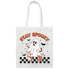 Stay Spooky, Happy Halloween, Cute Boo, Groovy Boo, Trendy Halloween Canvas Tote Bag