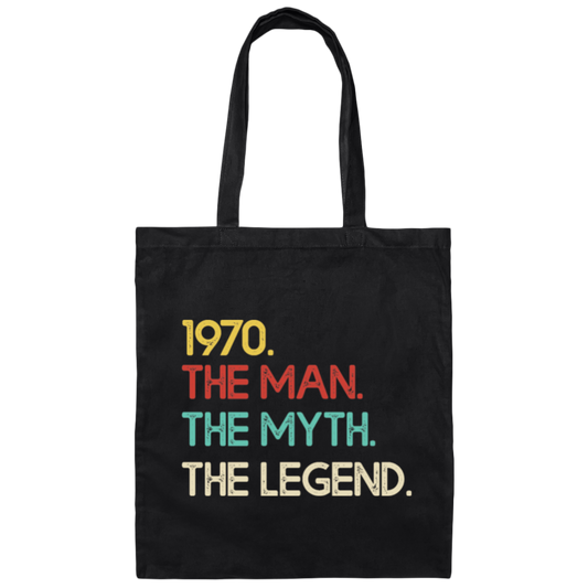 Legend 1970, Legendary Gift, Love 1970 Retro, The Man The Myth Canvas Tote Bag