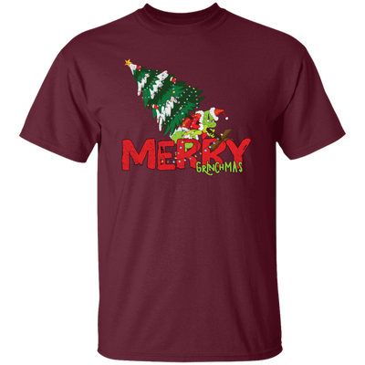 Merry Grinchmas, Merry Christmas, Grinch With Xmas Tree Unisex T-Shirt