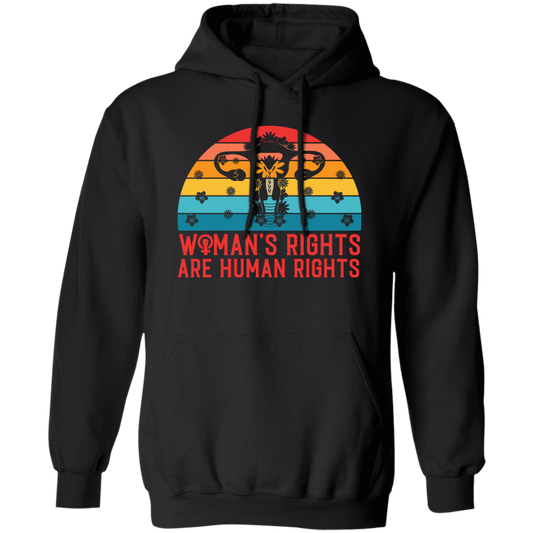 Woman's Rights Are Human Rights, Retro Woman Holiday Pullover Hoodie