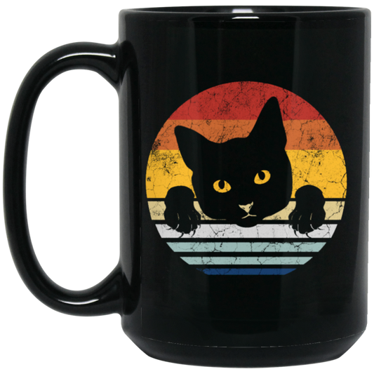 Black Cat Lover Gift, Kawaii Cat Retro Style, Best Cat Ever, Love Cat Black Mug