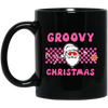 Groovy Christmas, Cool Santa, Pink Groovy Xmas, Merry Christmas, Trendy Christmas Black Mug