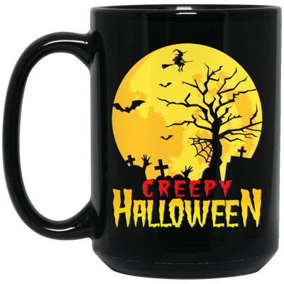 Creepy Gift, Funny Ghost Witch, Funny Halloween, Halloween Gift Black Mug