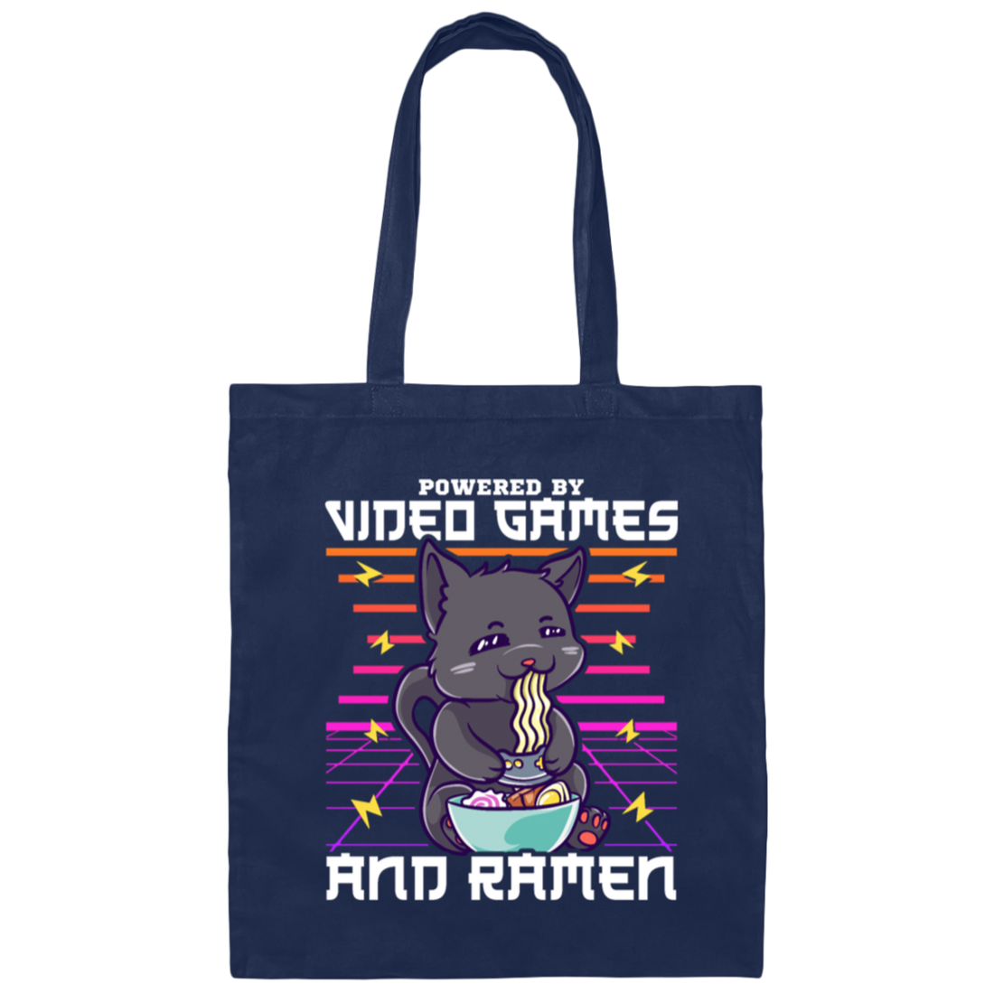 Ramen Anime Cat, Powered By Video Games Canvas Tote Bag