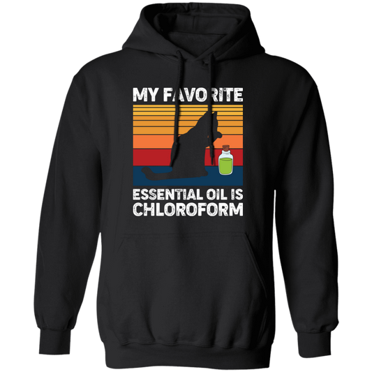 My Favorite Essential Oil Is Chloroform, Retro Cat With Oil Pullover Hoodie