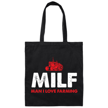 Milf, Man I Love Farming, Retro Farmer, Tractor Driver Canvas Tote Bag