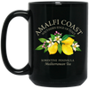 Amalfi Coast Southern Edge Of Italy, Sorentine Peninsula Mediterranean Tea Black Mug