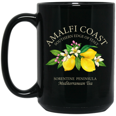 Amalfi Coast Southern Edge Of Italy, Sorentine Peninsula Mediterranean Tea Black Mug