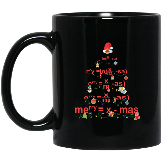 Merry Xmas, Merry Christ-math, Christmas Tree Black Mug