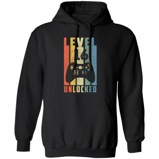 Level 16 Unlocked, 16th Video Gamer, 16th Birthday Gift, Retro 16th Gift Pullover Hoodie