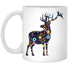 Floral Deer, Deer Silhouette, Flower Into A Deer White Mug