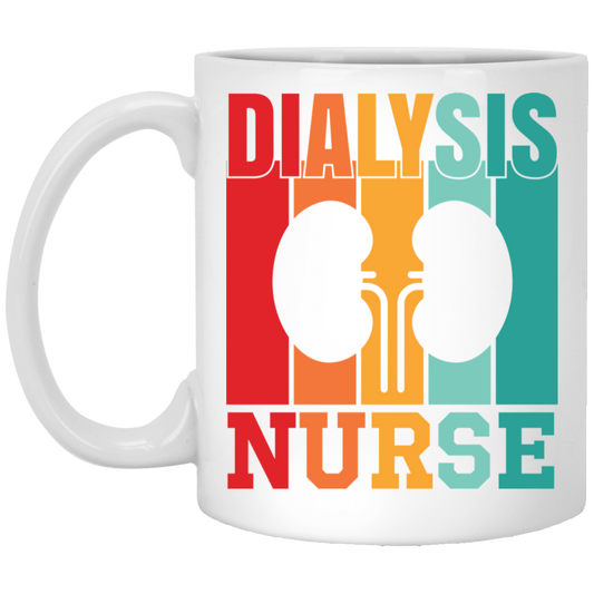 Dialysis Nurse, Retro Dialysis, Kidney Vintage White Mug