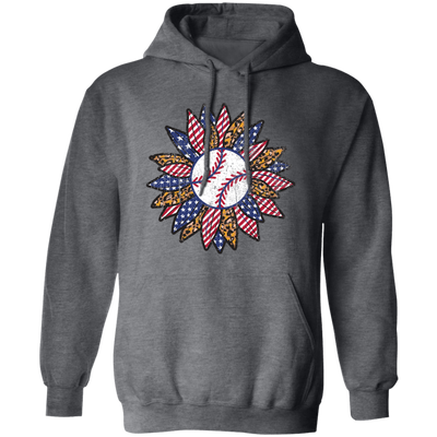 American Baseball, Sunflower Baseball, Leopard Sunflower-1 Pullover Hoodie