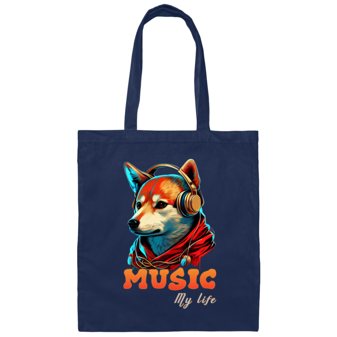 Fox Love Music, Handsome Foxe Wear A Headphone, Music Lover, Music Is My Life Canvas Tote Bag
