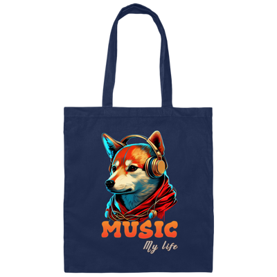 Fox Love Music, Handsome Foxe Wear A Headphone, Music Lover, Music Is My Life Canvas Tote Bag