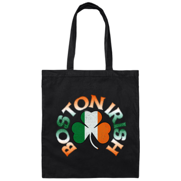 Boston Irish, Shamrock Flag, Patricks Day, Boston Love Gift Canvas Tote Bag
