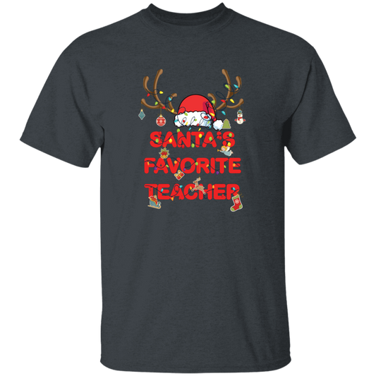 Santa Favorite Teacher, Santa Teacher, Funny Santa, Deer Santa Unisex T-Shirt