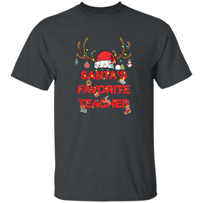 Santa Favorite Teacher, Santa Teacher, Funny Santa, Deer Santa Unisex T-Shirt