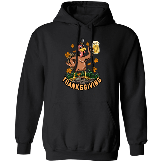 Turkey With Beer, Thanksgiving's Day, Thankful With Beer Pullover Hoodie