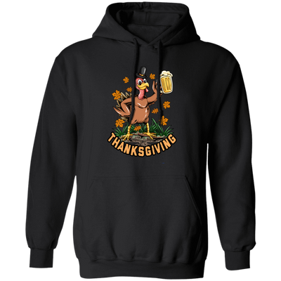 Turkey With Beer, Thanksgiving's Day, Thankful With Beer Pullover Hoodie