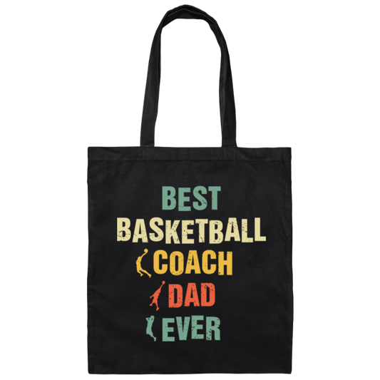 Fathers Day Basketball Coach Dad Gifts Vintage Canvas Tote Bag