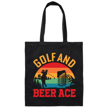 Golf And Beer Ace, Retro Golf, Golf With Beer Canvas Tote Bag