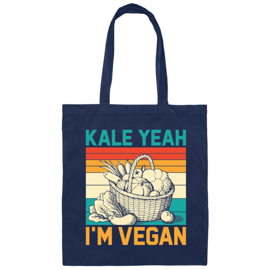 Kale Yeah, I'm Vegan, Retro Kale Yeah, Vegan Vintage Canvas Tote Bag