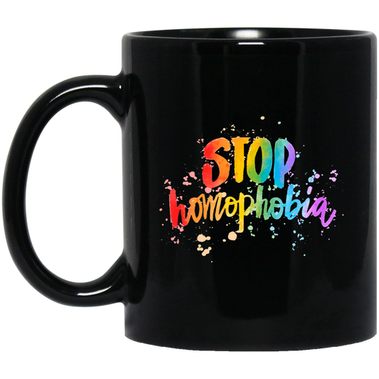 Love Homophobia, Be Kind, Love LGBT, Pride Month Black Mug