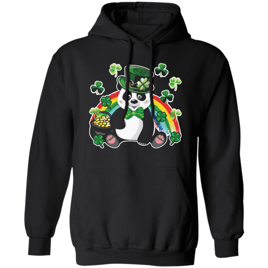 Panda Leprechaun, Saint Patricks Day, Shamrock Lover, Patrick Panda Pullover Hoodie