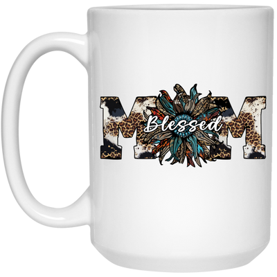 Blessed Mom, Leopard Mom, Mother_s Day Gifts, Mama Sunflower White Mug