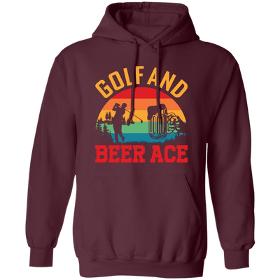 Golf And Beer Ace, Retro Golf, Golf With Beer Pullover Hoodie