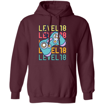 Gamer, Level 18 Up, 18th Birthday, Play Station, Game Player Pullover Hoodie