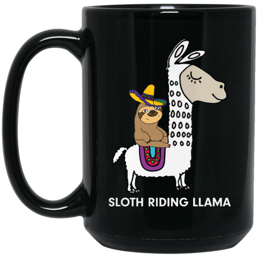 Llama And Sloth, Alpacas Lover, Funny Llama, Best Llama, Best Sloth Black Mug